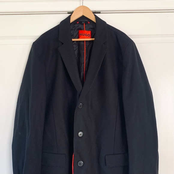 Hugo Boss Migor Overcoat Black Wool Dressy Pea Coat Jacket $445 NEW Size 48 R - Picture 4 of 11